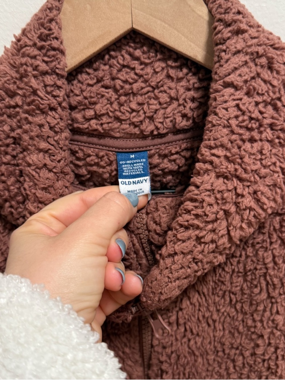 Old navy fleece zip up jacket cinnamon brown sherpa‎ athleisure cozy casual M - Picture 6 of 7